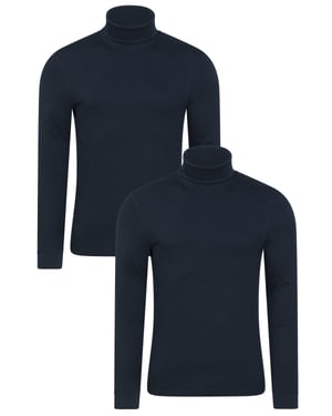 'Meribel' Men's Thermal Top Breathable Winter Base Layer - Pack of 2 Navy