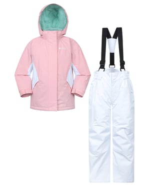 Kids Ski Jacket & Trousers Set Snowproof Fleece Lined Warm Outdoor Ski Outfit Light Pink