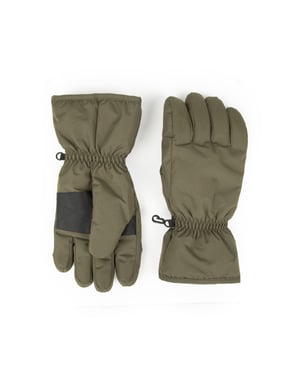Men's Ski Gloves Warm Snowproof Water Resistant Textured Palm Winter Mittens Khaki