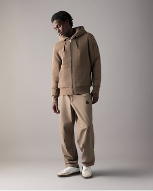 Regular Fit Long Sleeve Logo Detail Hoodie in Taupe