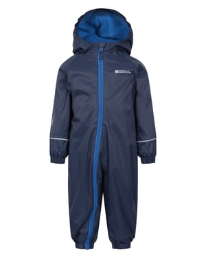 'Spright' Kids Waterproof Rain Suit Warm Fleece Lined Children's Hooded Coverall Navy