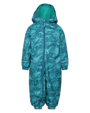 'Spright' Kids Waterproof Printed Rain Suit Warm Fleece Lined Hooded Coverall