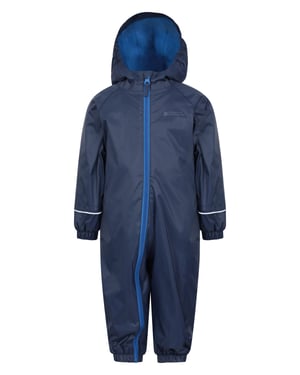 'Spright' Kids Fleece Lined Waterproof Rain Suit Lightweight Reflective Coverall Navy