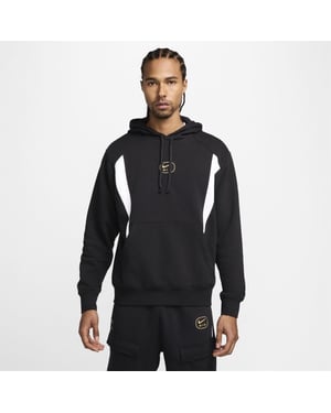 Men's Nike NSW SW AIR PO HOODY FLC BB in Black/White