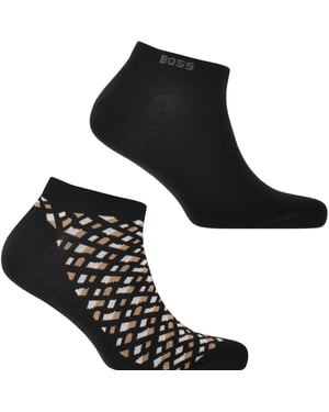 Boss Mens Ankle Socks 2 Pack Monogram Ankle Trainer Socks Stretchy Soft Cotton