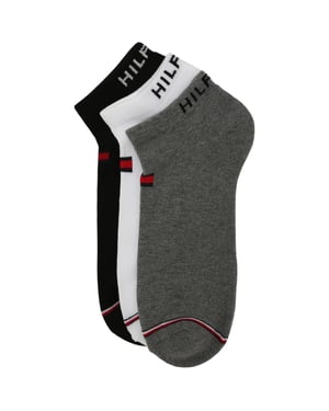 Tommy Hilfiger Mens Ankle Socks 3 Pack Flag Embroidery Stretchy Trainer Socks