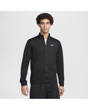 Men's Nike Mock Neck Ribbed Cuff Performance Jacket in Black/White