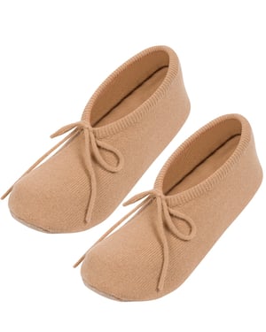 'Appleby' Caramel Cashmere & Merino Wool Small Ballet Slippers