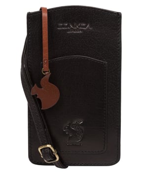 'Siren' Black Leather Cross Body Phone Bag