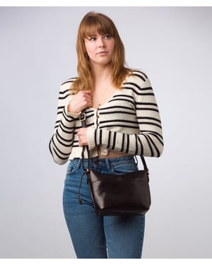 'Merrill' Black Leather Cross Body Bag