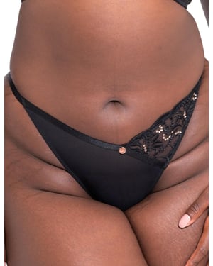 Scantilly by Curvy Kate Ornate Thong - Black