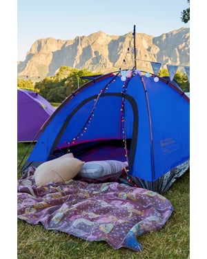 'Festival Fun' Unisex 2 Man Tent Sewn in Groundsheet Water Resistant Camping Accessory Blue