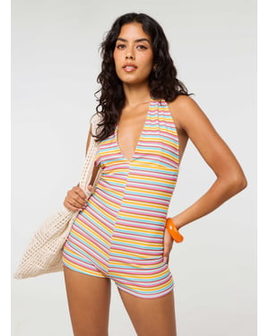 Multi Stripe Halter Playsuit
