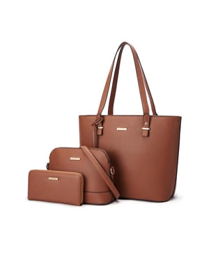 Women’s 3 Piece Handbag Set, Tote Crossbody Bag Purse in Tan