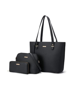 Women’s 3 Piece Handbag Set, Tote Crossbody Bag Purse in Black