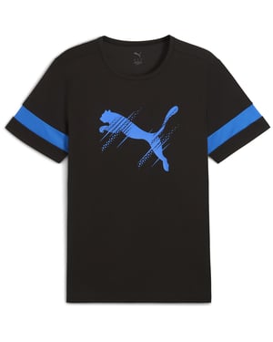 Men's Puma Attacanto Logo Jersey Short Sleeve Performance T-Shirt in Black/Ultra B