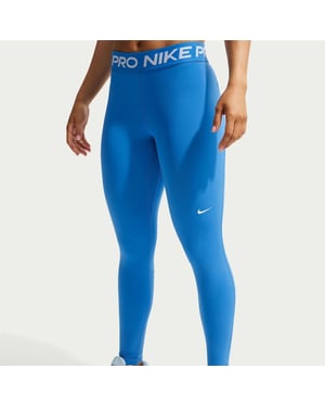 Women's Nike Pro Mid Rise Mesh Panelled Leggings in Lt Photo Blue