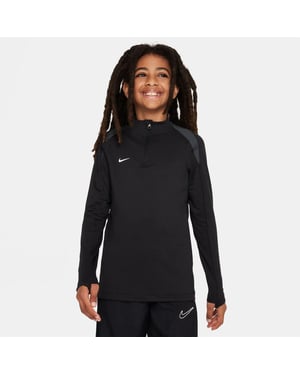 Nike Kinder-Swoosh-trui met kwartritssluiting van drillstof (Zwart)