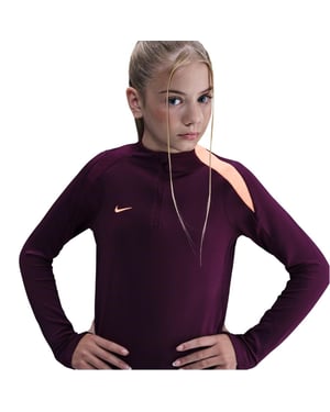 Nike Barntröja med Swoosh-logotyp och kvartslång dragkedja i drilltyg (Bordeaux)