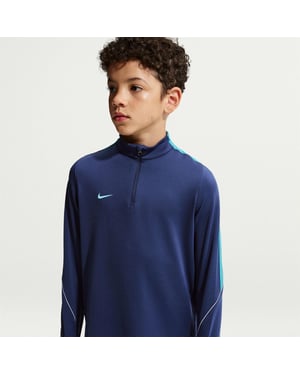 Nike Barntröja med Swoosh-logotyp och kvartslång dragkedja i drilltyg (Marinblått)
