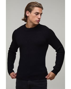 Muscle Fit Ribbed Knitted Jumper