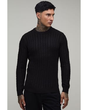Tall Muscle Fit Cable Knitted Jumper