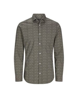 Jack And Jones Herenoverhemd met bladerenprint, slank model en lange mouwen (Veen)