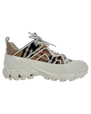 Burberry Arthur Vintage Check Sneakers in Beige Canvas