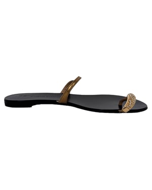 Giuseppe Zanotti Ring Flat Sandals in Black Leather