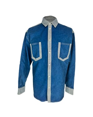 Marni Two-Tone Denim Button Down Shirt in Blue Cotton