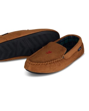 Farah Heren Nicken Moccasin Slippers (Tan)