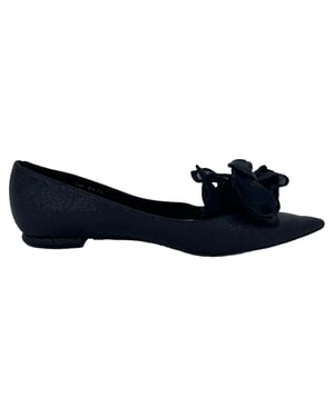 Dior Rose-Embellished Pointed Ballet Flats in Black Glitter