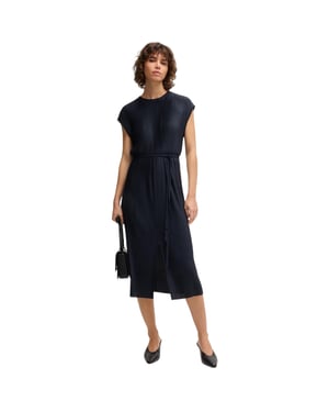 Boss Emaura midi-jurk met ronde hals en korte mouwen voor dames (Donkerblauw)