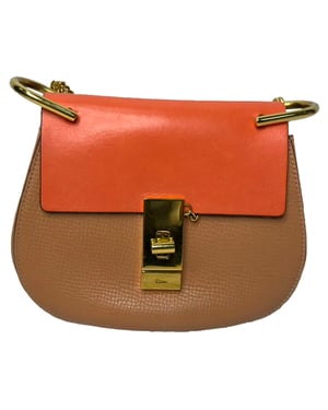 Chloé Mini Drew Chain Shoulder Bag in Orange Leather
