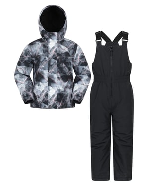 'Polar Zone' Kids Ski Jacket and Pants Set Hooded Water Resistant Winter Outfit Dark Grey