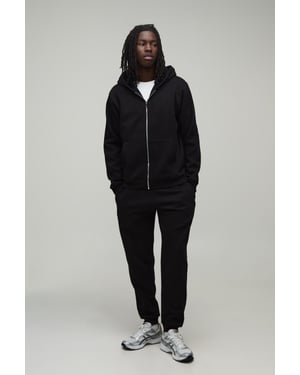 Regular Zip Through Hooded and Straight Leg Cuffed Jogger
