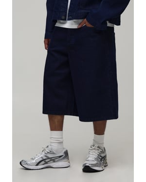 Varsity Embroidered Longline Denim Jorts