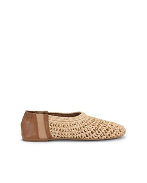 Meela Beige Raffia Ballet Flats