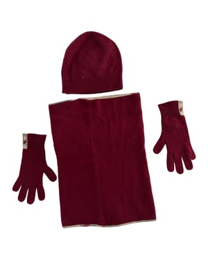 Burberry Gloves, Scarf and Beanie in Red Cashmere