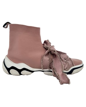 RED Valentino Glam Run Gebreide Hoge Sneakers in Roze Katoen