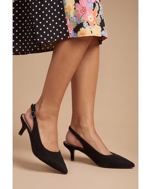 Wide Fit Dova Slingback Kitten Heel Court Shoes