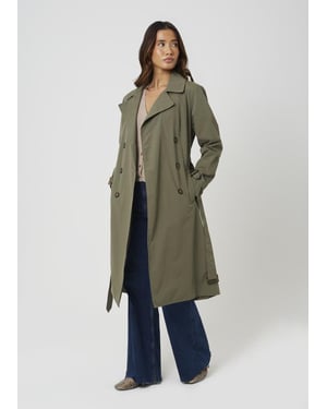 Brave Soul Women Classic Trench Coat Belted Smart Jacket