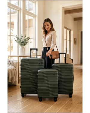 Hardshell Green 8 Wheel Luggage Case Bag Suitcase Set - Vespera