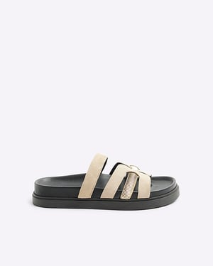 River Island Womens Sandals Beige Cut Out Detail Shoes