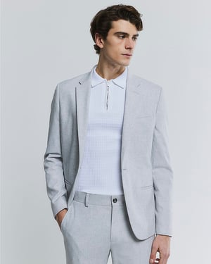 River Island Mens Blazer Jacket Grey Skinny Fit Textured
