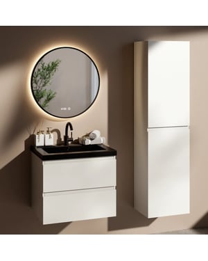 Mirlux Badkamermeubelset paris 60cm wit wastafel zwart