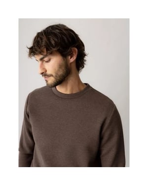 Mos Mosh 510100 591 mosmosh mmgabel crew neck sweat chocolate brown melange