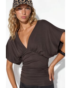 Slim Fit V-hals Jersey Blouse