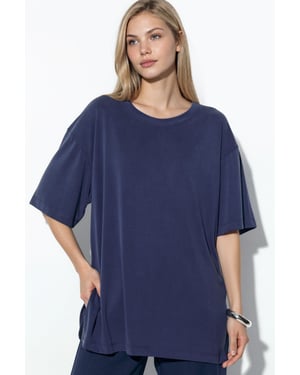 T-shirt met korte mouwen en slitsdetails op de ronde hals