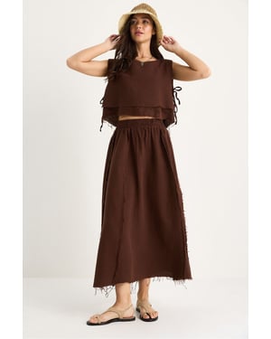 Textuur Blouse & Rok Muslin Stof Twee-Delige Set